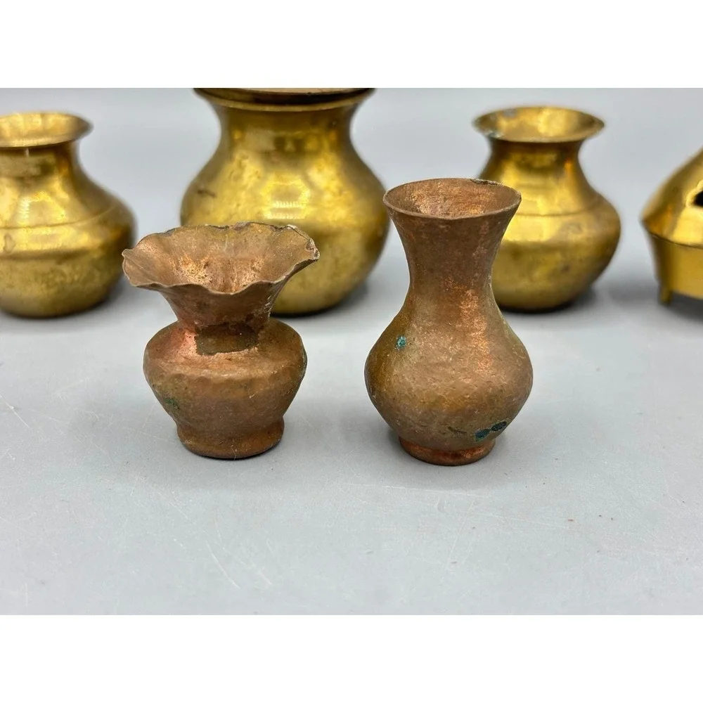 Vtg Brass Copper Miniature‎ Vases and Incense Burners Lot Home Decor